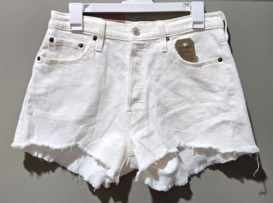 Levi’s Women’s 28 Waist White Button Fly High-rise Classic 501 Denim Jean Shorts