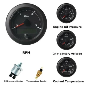 VDO Ocean Link Set of Gauges 3000 RPM Black 24V with Sensors - Bild 1 von 11