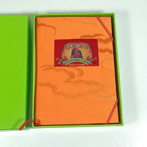 Shanghai Tang Orange Silk Covered Notebook Jotter Boxed A6 Plain Paper - Picture 1 of 15