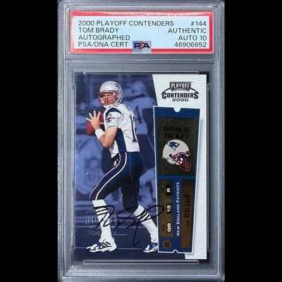 Билет дебютанта Tom Brady 2000 Playoff Contenders RC с автографом PSA подлинный/10 с автографом - Изображение 1 из 2