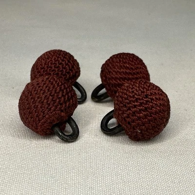 (4) Antiguo Botón de Bola Zouave Era Victoriana Rojo Tela Texturizada Vástago de Bola Foto 1 de 4