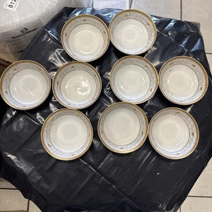 SET 9 PZ CIOTOLE FRUTTA BAVARESE porcellana Tirschenreuth GERMANIA 5,5" ORO E GRIGIO - Foto 1 di 6