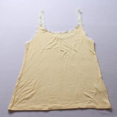 Camiseta sin mangas Aerie para mujer suave ligera con ribete de encaje EJ3 notas amarillas pequeña nueva con etiquetas Foto 1 de 3