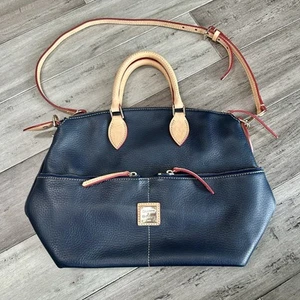 DOONEY & BOURKE Dillen Double Pocket Satchel NAVY BLUE Florentine Leather Medium - Picture 1 of 16
