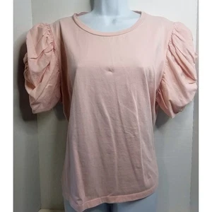 Zara Lovely Baby Pink Balloon Fit Puff Sleeve Knit Top SZ XL - Picture 1 of 8