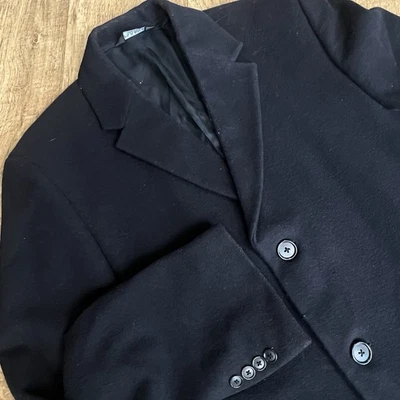Jos A Bank Mens 40R Wool Overcoat Topcoat Trench Jacket Business Black 3 Button - Image 1 of 4