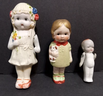 Muñecas de bisque o porcelana vintage de 3 tamaños ~ flores para cachorro bebé Foto 1 de 4