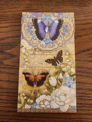 NEW ~ PUNCH STUDIO Note Card Magnetic Flap Jeweled BUTTERFLY - Image 1 of 4