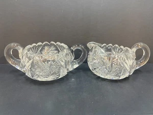 Juego de crema y azucarero American Brilliant Period cristal corte molinete - Imagen 1 de 8