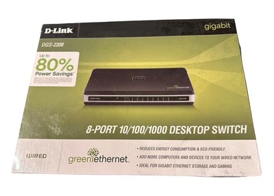 D-Link DGS-2208 Desktop Switch 10/100/1000 8Port Sealed - Image 1 of 2