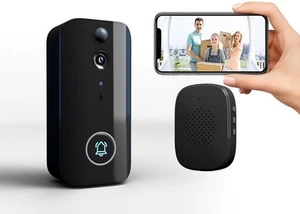 Wireless WiFi Video Doorbell + Chime + Battery IR Motion Detect App Door Camera - Picture 1 of 12