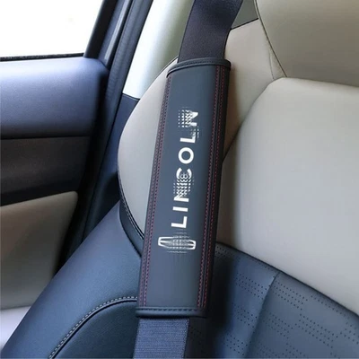 2PC Leather Car Seat Belt Shoulder Pads Covers Cushion Protector For Lincoln - Image 1 of 4