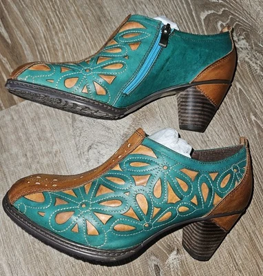 Botín L'Artiste Spring Step para mujer multicolor cremallera lateral bloque 39 EE. UU. 8 Foto 1 de 4