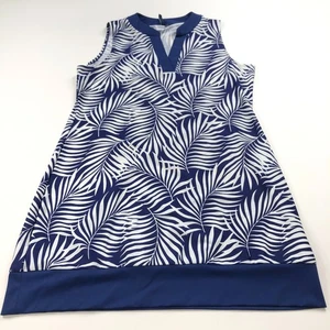 AQUA ET SOL Size LARGE Blue Long Sleeve COVER UP Dress Swim Suit Printed - Picture 1 of 8