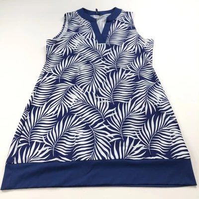 AQUA ET SOL Talla GRANDE Azul Manga Larga CUBIERTA Vestido Traje de Baño Estampado Foto 1 de 4