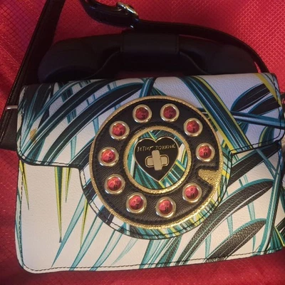 Bolso Bandolera Teléfono Betsey Johnson RARO Estampado Tropical, Nuevo Con Etiquetas Foto 1 de 4