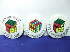 Blechabzeichen Werbespielzeug Rubikwürfel x3 Puzzle Club Kinder Werbung 1970er 80er