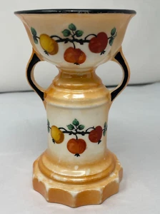 Jarrón de cerámica naranja brillo checo pintado a mano de colección urna fruta 5,5" T - Imagen 1 de 9