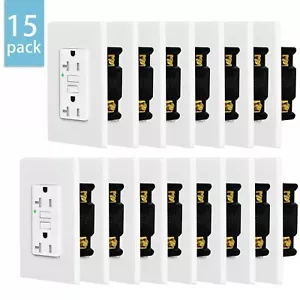 20A GFCI Outlet Receptacle Tamper Resistant - ETL Listed, GFI TR WR GFCI 15 Pack - Picture 1 of 12