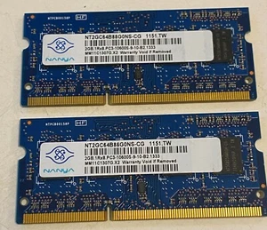 Nanya NT2GC64B88B0NS-CG 4GB (2x2GB) PC3-10600 DDR3 1333 SO-DIMM Laptop RAM - Picture 1 of 1