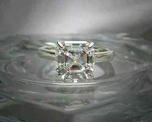 2Ct Asscher Cut Lab-Created Diamond Women Engagement Ring 14K White Gold Plated - Picture 1 of 7
