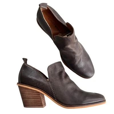 Lucky Brand Womens Sz 8.5 Dark Brown Victorey Leather Block Heel Western Booties - Image 1 of 4