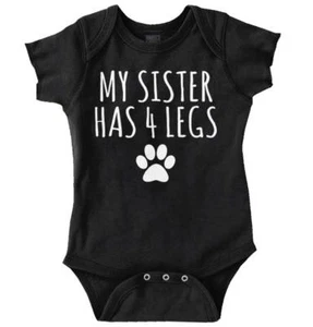 Sister 4 Legs Dog Cat Pet Lover Funny Cute Newborn Baby Boy Girl Infant Romper - Picture 1 of 18