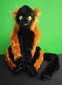 Wild Republic Red Ruffed Lemur 12" Plush Stuffed Animal Realistic Yellow Eyes - Picture 1 of 5