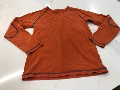 Mini Boden Boys 9-10Y Orange Long Sleeve T-Shirt Blue Stitching - Image 1 of 4