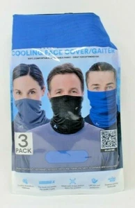 Arctic Cool Cooling Face Gaiter 3PK: (1) Grey (1) Black (1) Blue - Picture 1 of 2