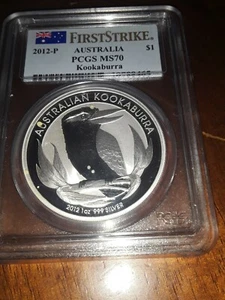 2012-P Australia $1 Kookaburra PCGS MS70 First Strike Silver - Picture 1 of 2