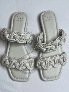 Sandalias blancas A New Day Sarafina de dos bandas sin cordones blancas para mujer talla 5,5 - Imagen 1 de 6