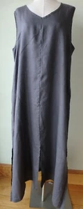 FLAX Designs   LINEN  DRESS     L   NWT   Open Dress   PEWTER - Picture 1 of 8