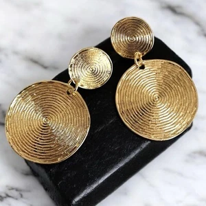 Wunderschöne große Vintage Zinklegierung Ohrringe 18k gold Plattiert Ohrstecker - Bild 1 von 6