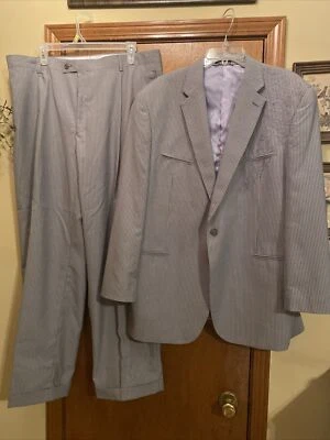 Traje Sean John 44R Ligero Gris A Rayas Bordado Chaqueta Pantalones 38 Nuevo sin Etiquetas Foto 1 de 4