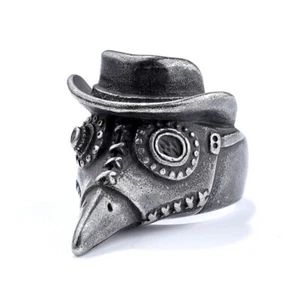 Retro Punk Cowboy Style Bird Skull Ring Stainless Steel Men's Biker Jewelry Ring - Picture 1 of 5
