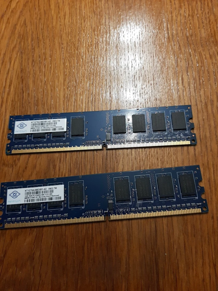 1GB Nanya NT1GT64U88D0BY-AD DDR2-800 PC2-6400 Desktop Computer Memory PC RAM X 2 - Image 1 of 2