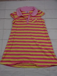 Hanna Andersson Girls Pink & Yellow Striped Short Sleeve Shirt Size 6X-7 - Picture 1 of 2
