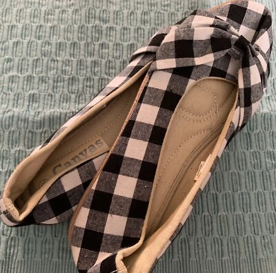 Холщовые повседневные тапочки, клетчатые, черно-белые, новые без бирок, размер XXL. - Изображение 1 из 4