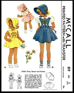 McCall 819 PATTERN GIRLS Dress Frock Sunsuit Playsuit Hat Bonnet - Picture 1 of 4