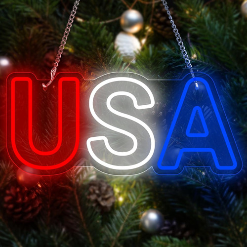 Neon Sign for Wall Decor USA Sign, Neon Light Sign for Bedroom Home