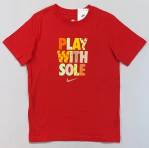 Boy's Nike Youth FV5343 "Play With Sole" Cotton T-Shirt NEW - Picture 1 of 1
