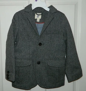 LANDS END KIDS boys Wool Blend Houndstooth Sport Coat BLAZER Jacket S 4 - Picture 1 of 5
