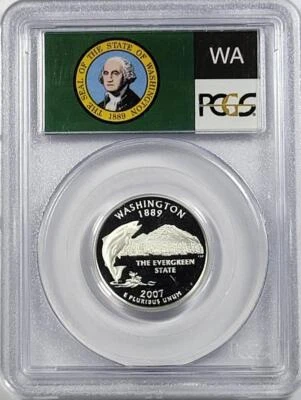 2007 - S  Silver Washington Quarter - Washington - PCGS PR69DCAM - Flag Series - Image 1 of 2