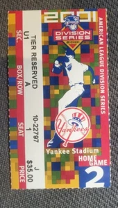 2001 ALDS Ticket Stub Game #2 Yankees/ A's Derek Jeter NMT - Picture 1 of 2