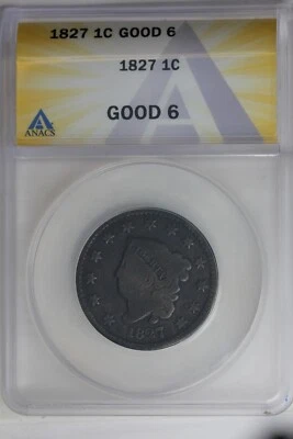 1827 .01 ANACS GOOD 6  MATRON HEAD ONE CENT (1C), CORONET - Image 1 of 2