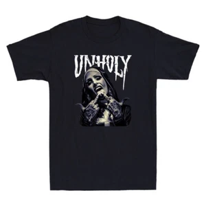 Satanic Nun Tattoos Unholy Gothic Evil Anti-Christ Vintage Men's Black T-Shirt - Picture 1 of 8