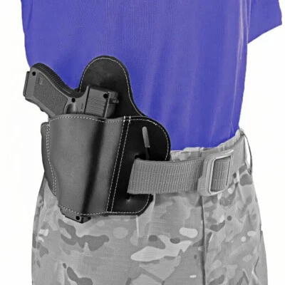 US Ultimate 3 Slot Pancake Style Leather Concealment Belt Holster Fits Most Guns