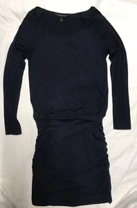 Banana Republic Long Sleeve Mini Dress Scrunched Sides Navy Blue Stretchy Size S - Picture 1 of 7