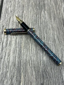 Rare VTG Pilot Fountain Pen 1990’s Slim, Turquoise & Purple Marble Untested - Picture 1 of 13